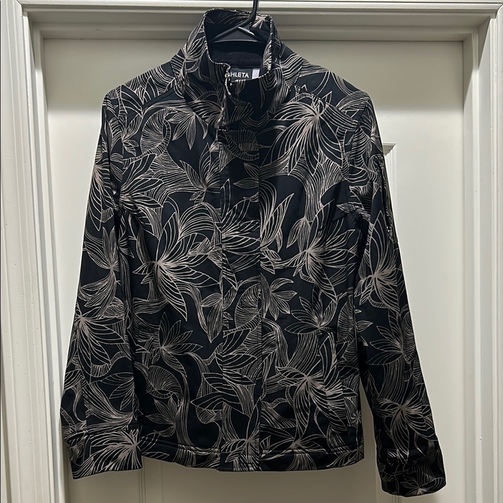 Athleta Odyssey Black Floral Print Jacket